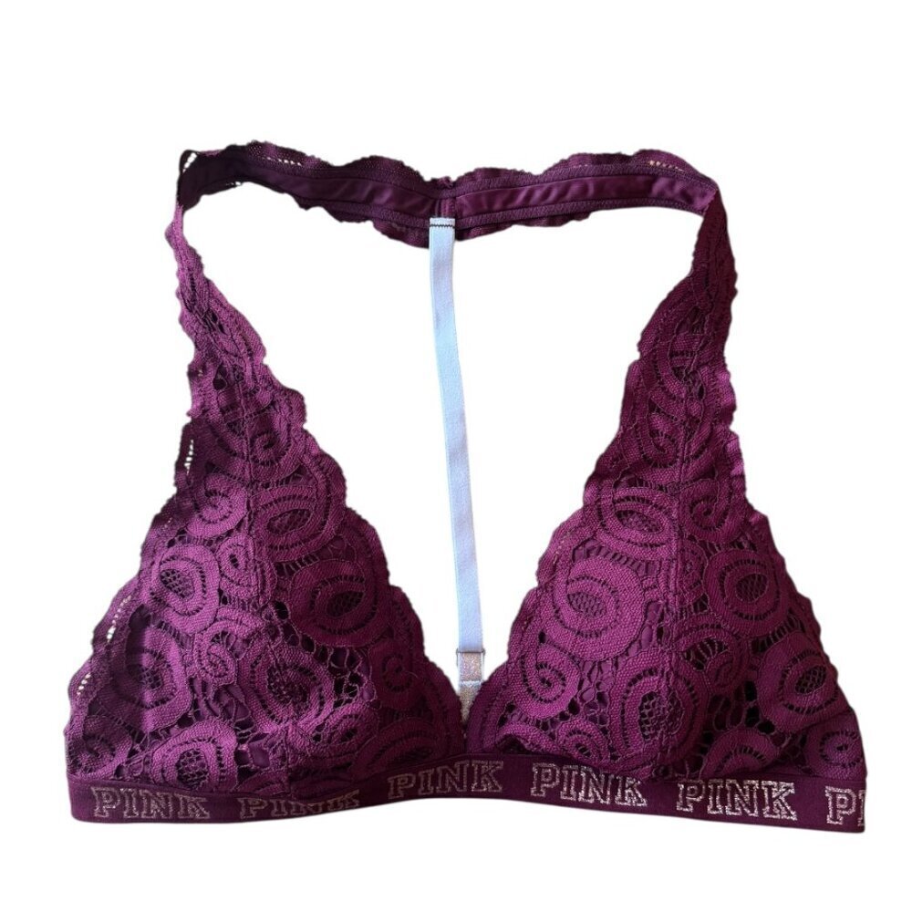Victoria's Secret PINK Lace Bralette – Maroon Racerback Size Small